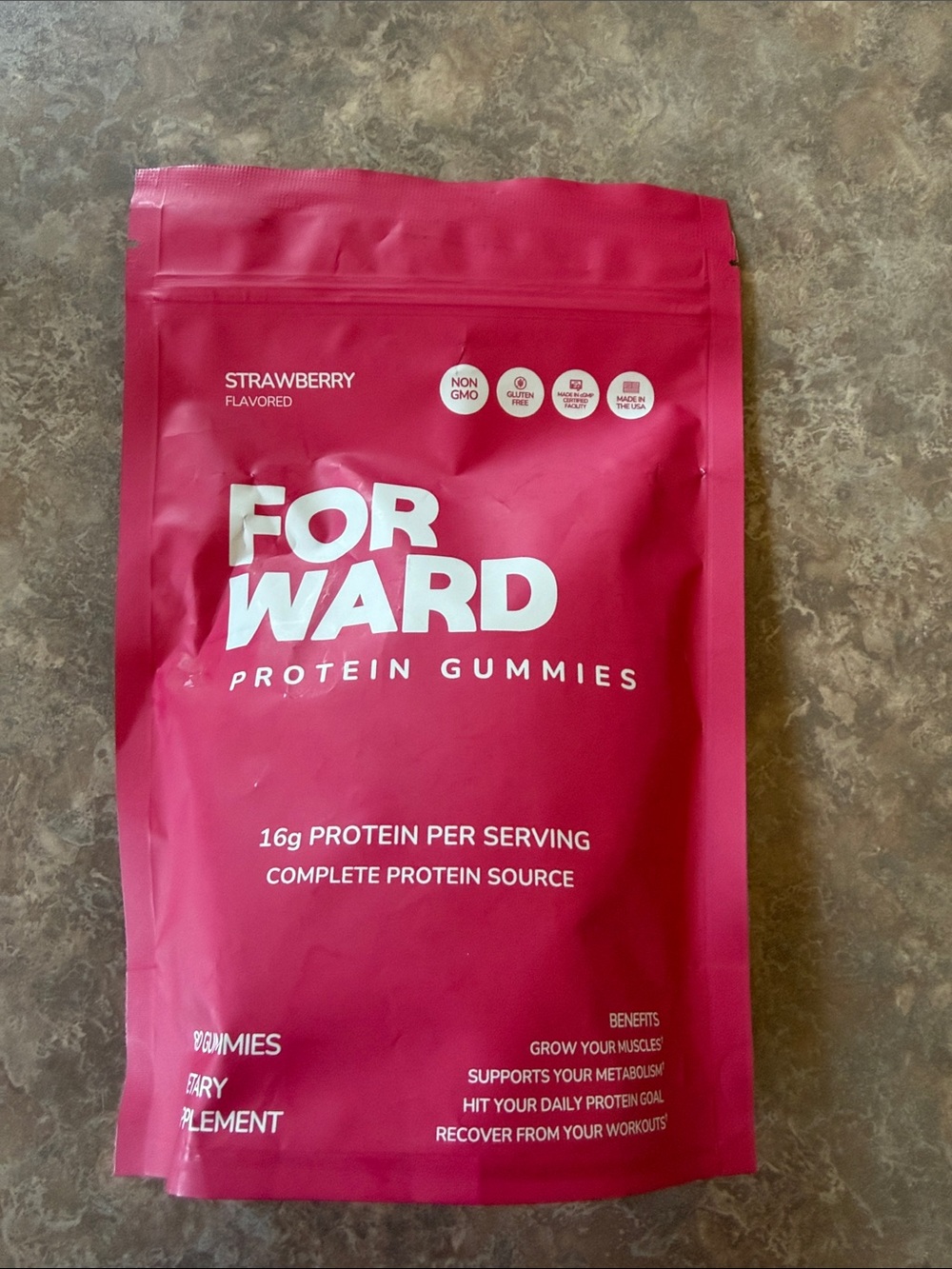 FORWARD Strawberry Protein Gummies - Pink Packaging -Sealed